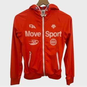 Descente Orange White Move Sport Zip Front Hooded Jacket Size 6